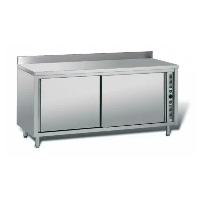 NOSEM - Déclassé - Meuble adossé inox chauffant P. 700 mm - Simple face - L. 1400 mm