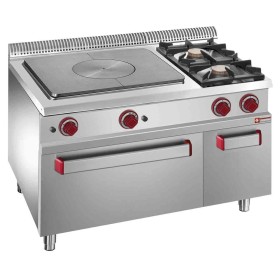 DIAMOND - Déclassé - Fourneau plaque coup de feu, feu vif, four GN 2/1 à gaz et armoire GN 1/1