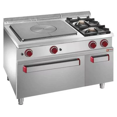 DIAMOND - Déclassé - Fourneau plaque coup de feu, feu vif, four GN 2/1 à gaz et armoire GN 1/1