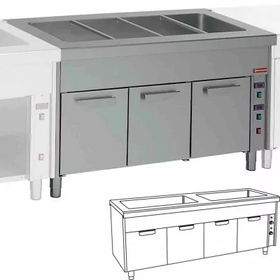 DIAMOND - Élément bain-marie sur armoire chauffante 2x 3 GN1/1