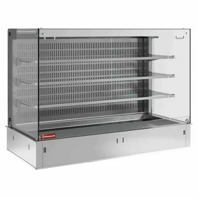 DIAMOND - Mural avec top/vitrine carrée 3 niveaux ouverte (rideau), réfrigéré, ventilé, 5x GN1/1 (sans unité)