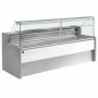 DIAMOND - Comptoir vitrine réfrigéré vitre droite 90°, avec réserve - GRIS/BLANC L. 1000 mm