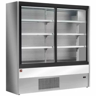 DIAMOND - Murale réfrigéré, ventilé, avec portes coulissantes en verres - GRIS/BLANC L. 1500 mm