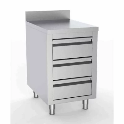 COMBISTEEL - Table de travail avec 3 tiroirs avec bord relevé L. 500 mm P. 700 mm