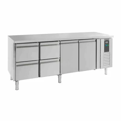 COMBISTEEL - Table réfrigérée positive 2 portes et 4 tiroirs L. 2230 mm P. 700 mm