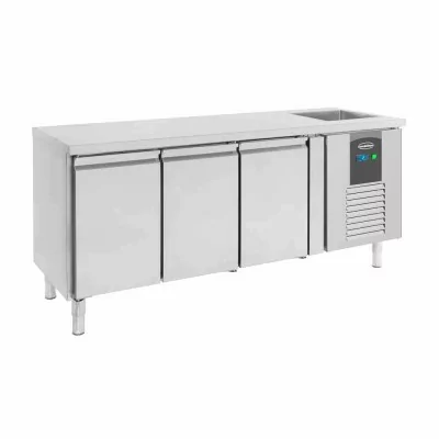 COMBISTEEL - Table réfrigérée positive plonge 3 portes L. 2020 mm P. 700 mm