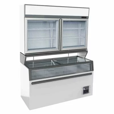 COMBISTEEL - Chambre murale frigorifique blanc 2 portes en verre 1454 x 890 x 2110 mm