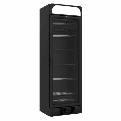 COMBISTEEL - Congélateur 1 porte en verre noir bandeau lumineux 382 L