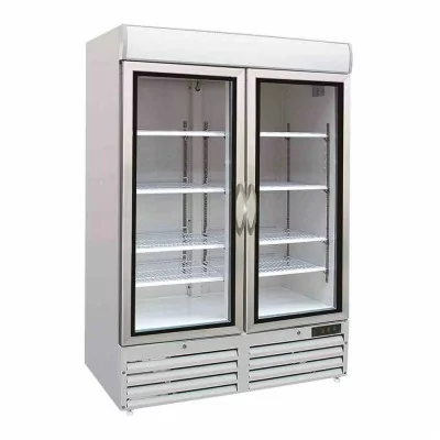 COMBISTEEL - Congélateur 2 portes en verre blanc 920 L