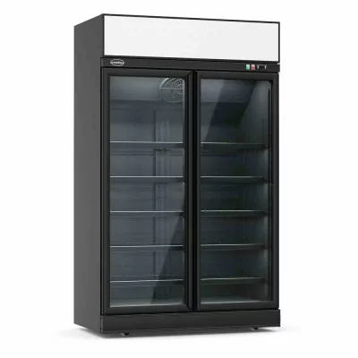 COMBISTEEL - Congélateur 2 portes en verre noir 1000 L