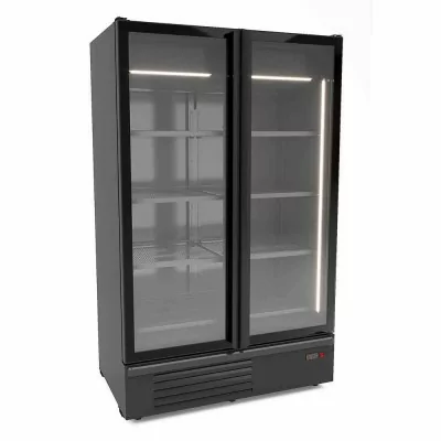 COMBISTEEL - Congélateur 2 portes en verre noir 1230 L