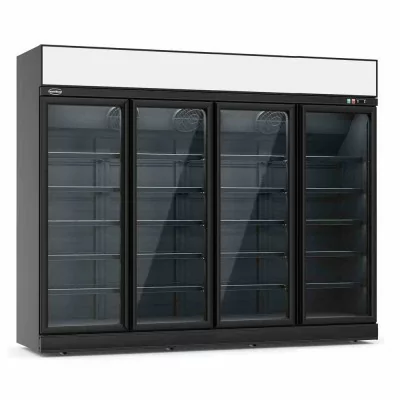 COMBISTEEL - Réfrigérateur 4 portes en verre noir 2060 L