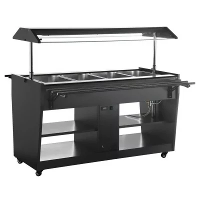 BUFFALO - Buffet central chauffant 4 GN 1/1 noir