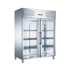 FURNOTEL - Déclassé - Armoire inox positive avec évaporateur ventilé - 2 porte vitrées - 1400 L