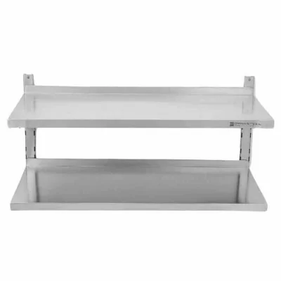 SERIAPRO - Étagère murale en inox sur crémaillères 2 niveaux - L 1000 x P 400 mm