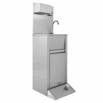 SERIAPRO - Lave-mains commande au pied avec poubelle, distributeur de savon et de papier