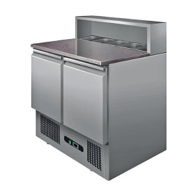 L2G - Meuble réfrigéré à pizza 2 portes GN 1/1 dessus granit 5 GN 1/6