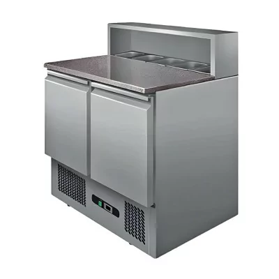 L2G - Meuble réfrigéré à pizza 2 portes GN 1/1 dessus granit 5 GN 1/6