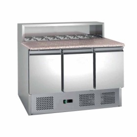 L2G - Meuble réfrigéré à pizza 3 portes GN 1/1 dessus granit 8 GN 1/6