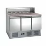 L2G - Meuble réfrigéré à pizza 3 portes GN 1/1 dessus granit 8 GN 1/6