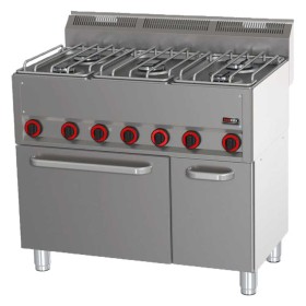 REDFOX - Fourneau combiné four à air chaud électrique GN 1/1 - 5x brûleur - SPT 90/5 GL