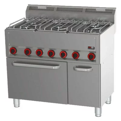 REDFOX - Fourneau combiné four à air chaud électrique GN 1/1 - 5x brûleur - SPT 90/5 GL