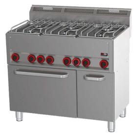 REDFOX - Fourneau combiné four à air chaud électrique GN 1/1 - 6x brûleur - SPT 90 GL