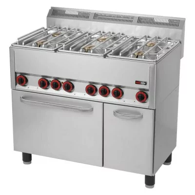 REDFOX - Fourneau combiné four à air chaud électrique GN 1/1 - 6x brûleur - SPT 90 GLS