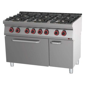 REDFOX - Fourneau combiné four électrique statique GN 2/1 - 6x brûleur - SPT 70/120 21 GE