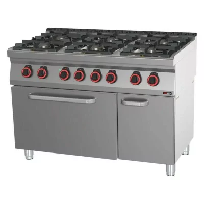 REDFOX - Fourneau combiné four électrique statique GN 2/1 - 6x brûleur - SPT 70/120 21 GE