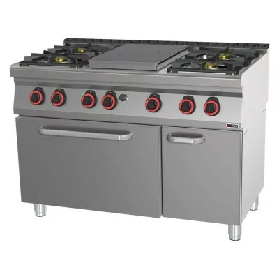 REDFOX - Fourneau coup de feu à gaz four électrique statique GN 2/1 - 5x brûleur - STPT 70/120 21 GE