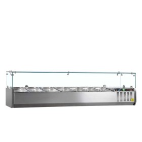 TEFCOLD - Vitrine réfrigérée à ingrédients 7 x GN 1/4 avec pare-haleine vitré L. 1600 mm