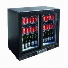 SERIAPRO - Arrière bar réfrigéré noir 223 L, 2 portes vitrées coulissantes