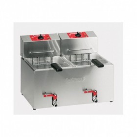 VALENTINE - Friteuse de table 2x 7 L professionnelle - 2x 4.6 kW - avec robinet