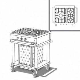WESTAHL - Table de cuisson gaz 3 feux vifs, sur module, SANS couvercle