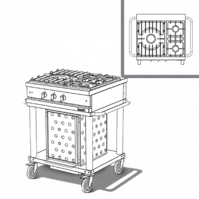 Table de cuisson gaz 3 feux sur son four 6 niveaux - Festi Concept