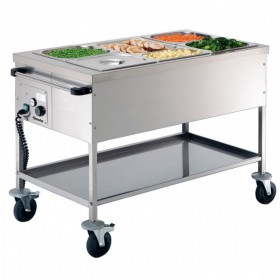 BARTSCHER - Chariots bain-marie 3 x GN 1/1, profondeur 200 mm à roulettes, chauffé sans eau