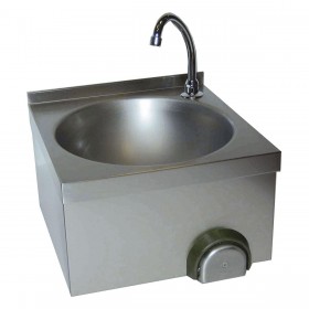 L2G - Lave-mains à fixer avec cuve ronde en inox et dosseret