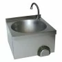 L2G - Lave-mains à fixer avec cuve ronde en inox et dosseret