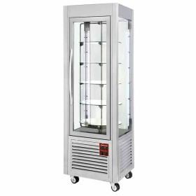 DIAMOND - Vitrine panoramique 5 plateaux tournants 360 L inox