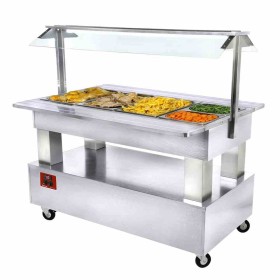 DIAMOND - Buffet chaud 4 GN 1/1, bain-marie - 2 accès self service blanc