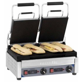 CASSELIN - Grill panini avec minuterie double Premium : rainuré ou lisse ou rainuré-lisse