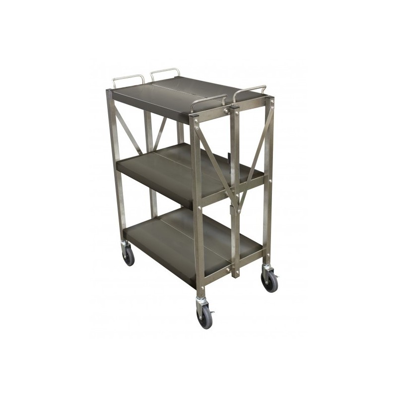 Desserte Inox Pliable Sur Roulettes