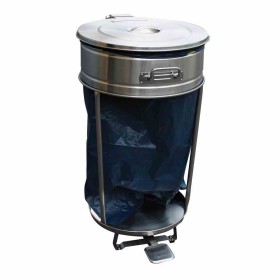 L2G - Support roulant inox pour sac poubelle 110 L commande à pédale avec élastique