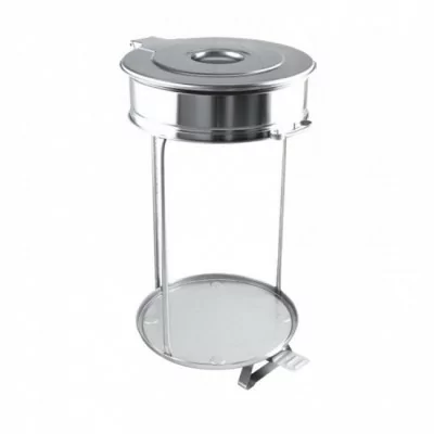 L2G - Support roulant inox pour sac poubelle 110 L commande à pédale avec élastique