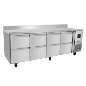 ATOSA - Table réfrigérée positive GN 1/1 8 tiroirs 560 L avec dosseret