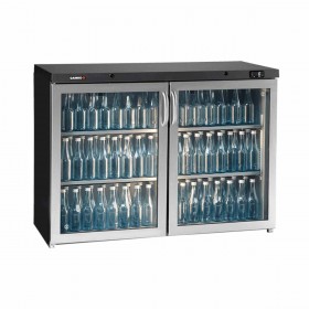 GAMKO - Arrière bar inox 2 portes battantes vitrées 275 L modèle haut