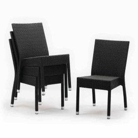 BOLERO - Chaises en rotin PE anthracite (lot de 4)