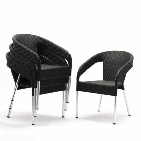 BOLERO - Fauteuils enveloppants bistro en rotin PE anthracite (lot de 4)