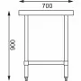 VOGUE - Table en acier inoxydable sans rebord 1800 x 700mm